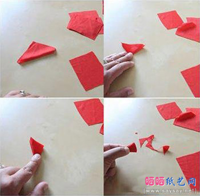 手工制作简洁的红色布艺花朵项链图片步骤1-www.saybb.net