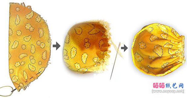 俄罗斯精美手工制作六瓣花发饰布艺教程图片步骤2-www.saybb.net