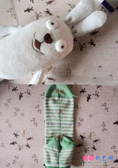 袜子娃娃制作教程-小兔子玩偶的做法步骤15-www.saybb.net