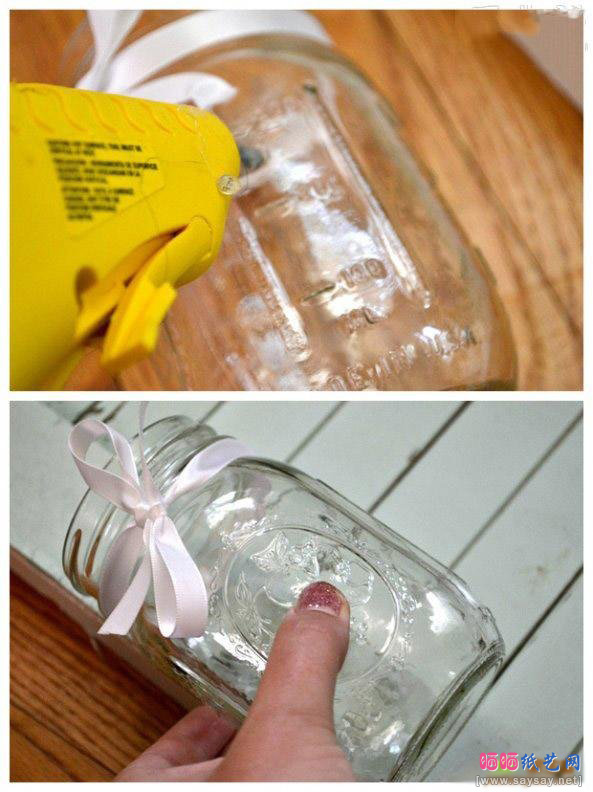 玻璃瓶废物利用制作百叶窗小盆栽步骤2-www.saybb.net