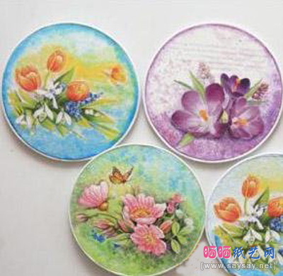 旧光盘变废为宝手工制作独特的壁画-www.saybb.net