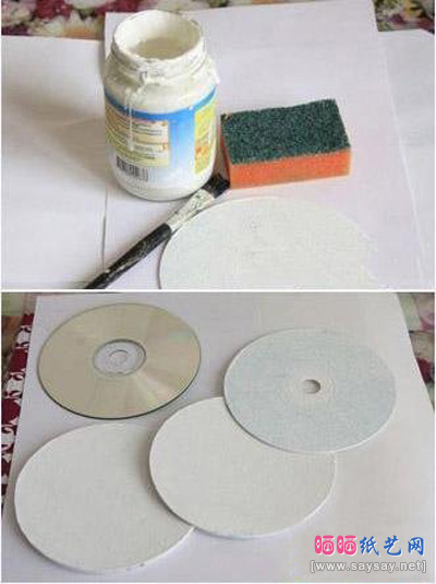 旧光盘变废为宝手工制作独特的壁画图片步骤1-www.saybb.net