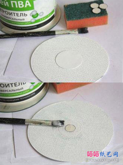 旧光盘变废为宝手工制作独特的壁画图片步骤2-www.saybb.net