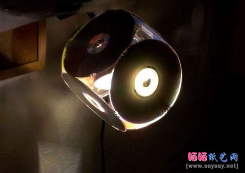 旧光盘变废为宝制作个性灯罩图片步骤5-www.saybb.net