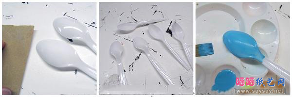 塑料勺子手工制作可爱的小鸡步骤1-www.saybb.net