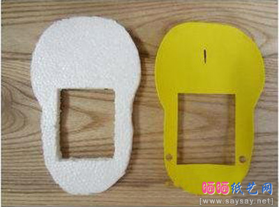 可爱的凉鞋纸板相框手工制作步骤1 - www.saybb.net