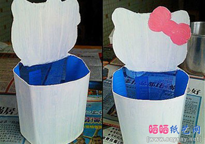 洗发水瓶废物利用制作收纳盒步骤3-www.saybb.net