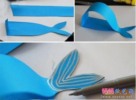卡通鲸鱼折纸手工制作方法教程