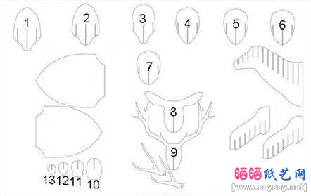 创意的立体纸板驯鹿制作步骤1-www.saybb.net