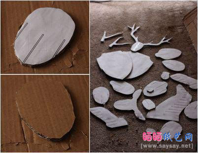 创意的立体纸板驯鹿制作步骤3-www.saybb.net
