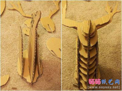 创意的立体纸板驯鹿制作步骤6-www.saybb.net