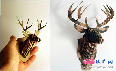 创意的立体纸板驯鹿制作步骤8-www.saybb.net