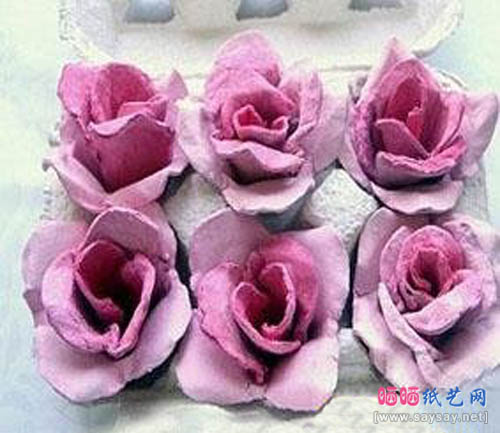 鸡蛋托巧妙制作玫瑰花图文教程完成效果图-www.saybb.net