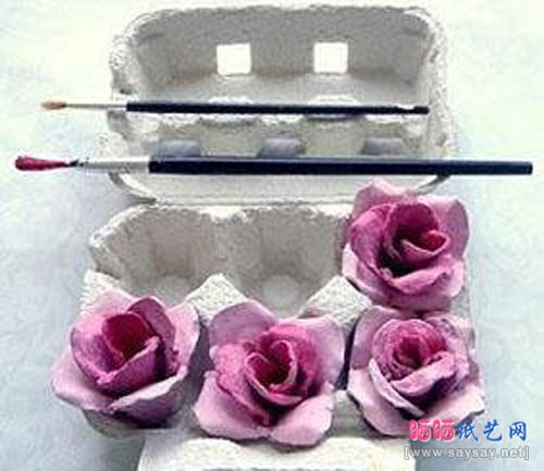 鸡蛋托巧妙制作玫瑰花图文教程步骤5-www.saybb.net