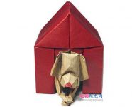 狗屋里的小狗折纸图解教程