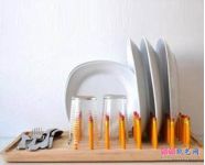 铅笔创意手工制作厨房餐具沥水架