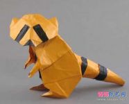 宫宝登手工折纸浣熊的折法教程